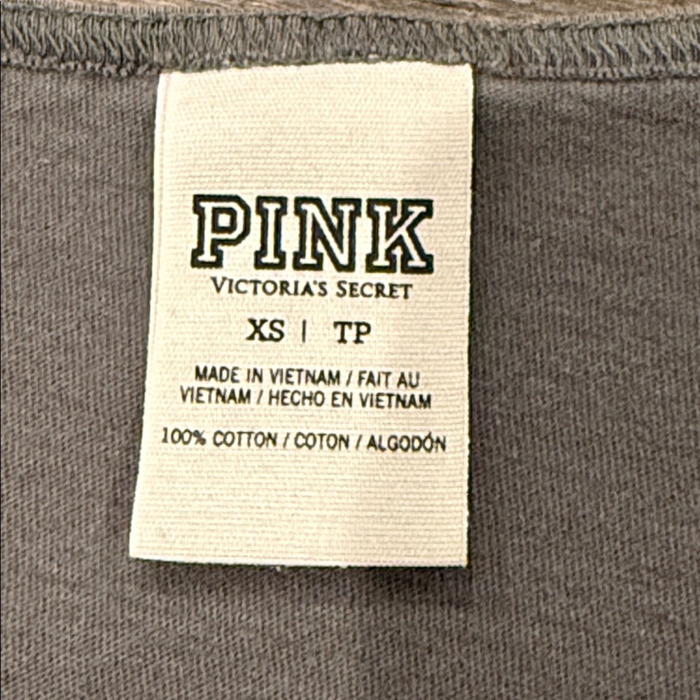 PINK Victoria’s Secret Gray Sleeveless White Stripe Tank Top T-Shirt XS - Picture 12 of 13
